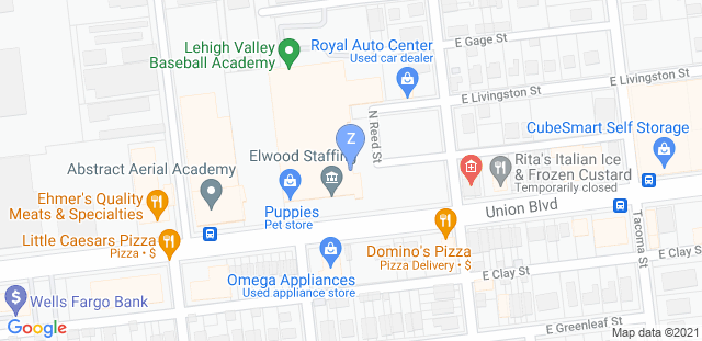 Map to Zombie Brazilian Jiu-Jitsu - Allentown